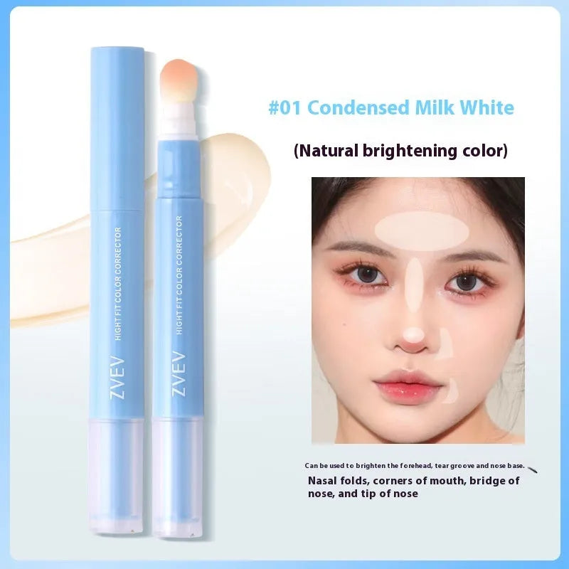 Concealer cream pen with sponge brush applicator showing three colour shade options