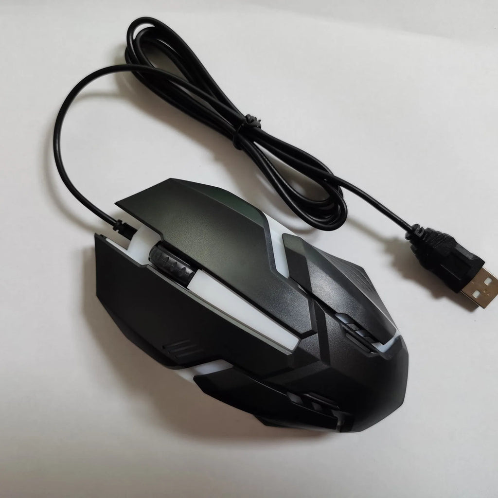 Wired luminous e-sports office computer mouse with 1.35m USB cable in black