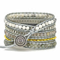 Natural stone beaded crystal watch band in bohemian style with three size options for 5.5 to 8.1 inch wrists