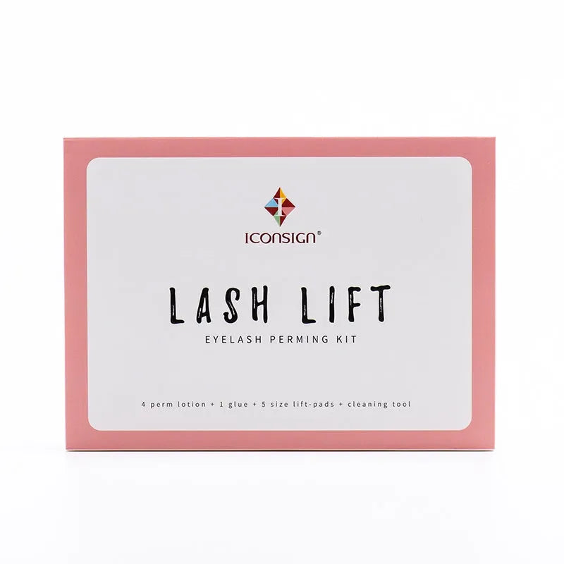 ICONSIGN lash lift kit with lotions, 5ml glue, silicone pads S M M1 M2 L, and Y-shape brushes