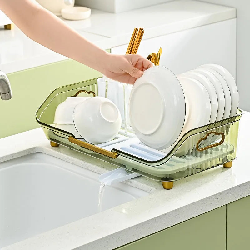 Household countertop kitchen cutlery storage rack plastic Nordic style draining rack transparent colour options