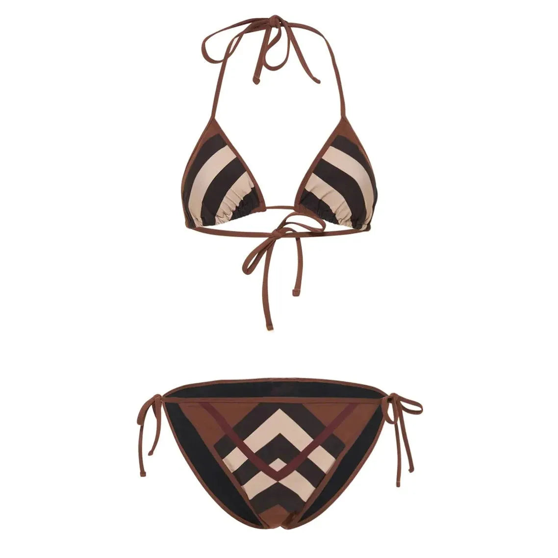 Women's black and white floral bikini set with briefs style bottoms in polyester for summer swimming