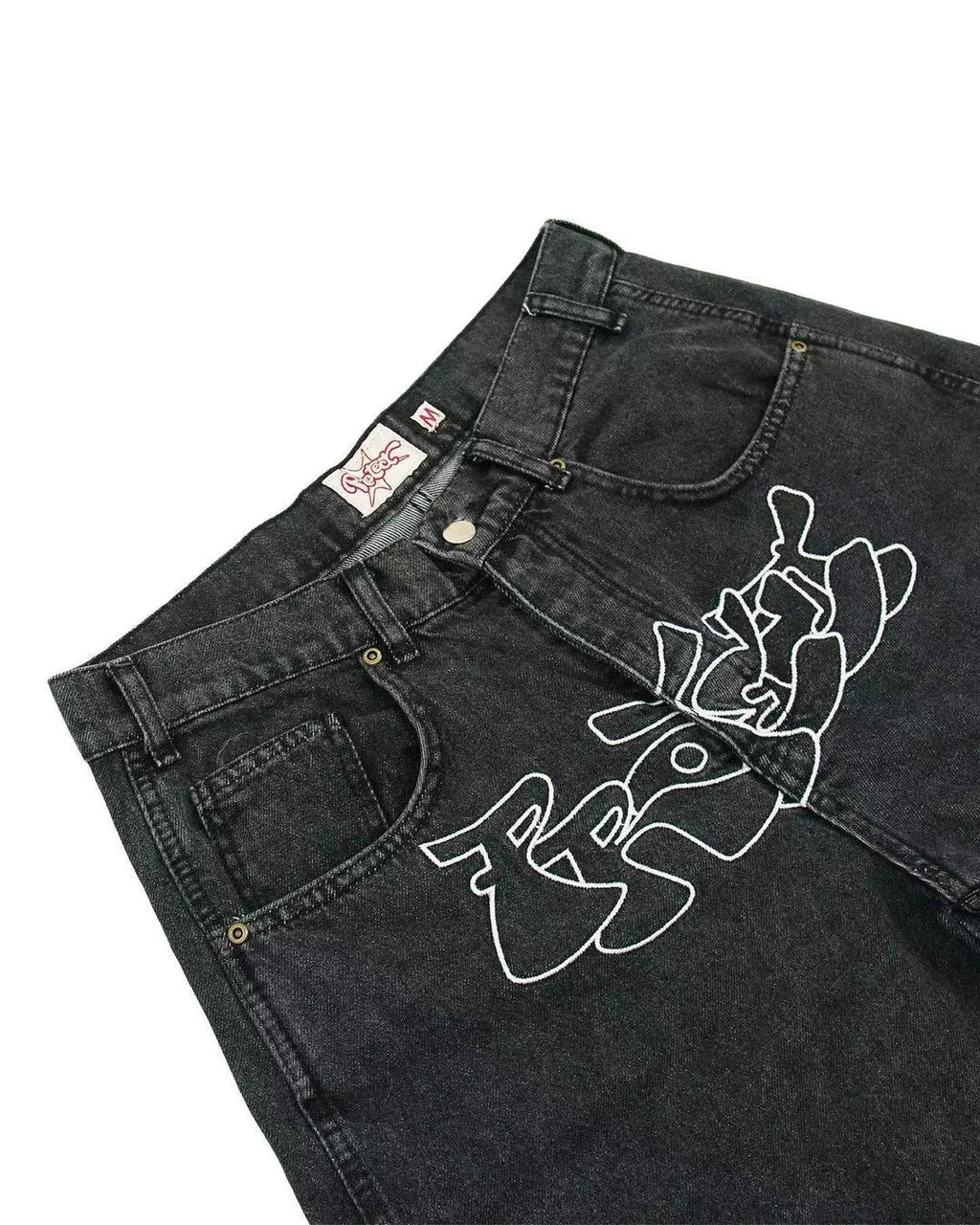 Men's straight cut denim shorts in D36 colour with hip hop styling and micro elastic fabric