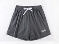 Men's black double-layer mesh sports shorts on a white background