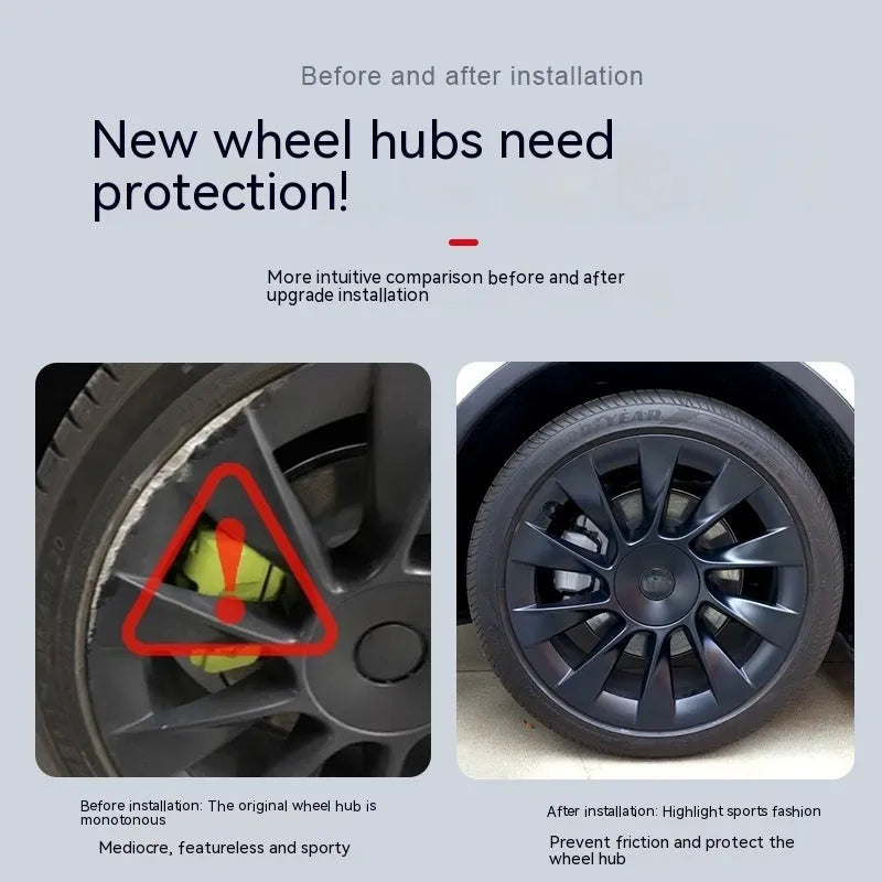 Tesla Model Y plastic wheel hub cover in sectional design with four colour options