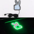 Car USB finger gesture lights showing thumbs-up, OK sign, and scissor hand illuminated designs