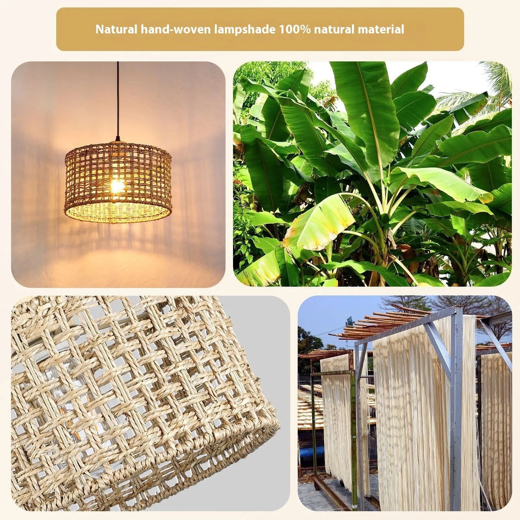 Rattan chandelier ceiling light with woven body, E27 or E26 lamp holder and 220V rating for dining room or kitchen