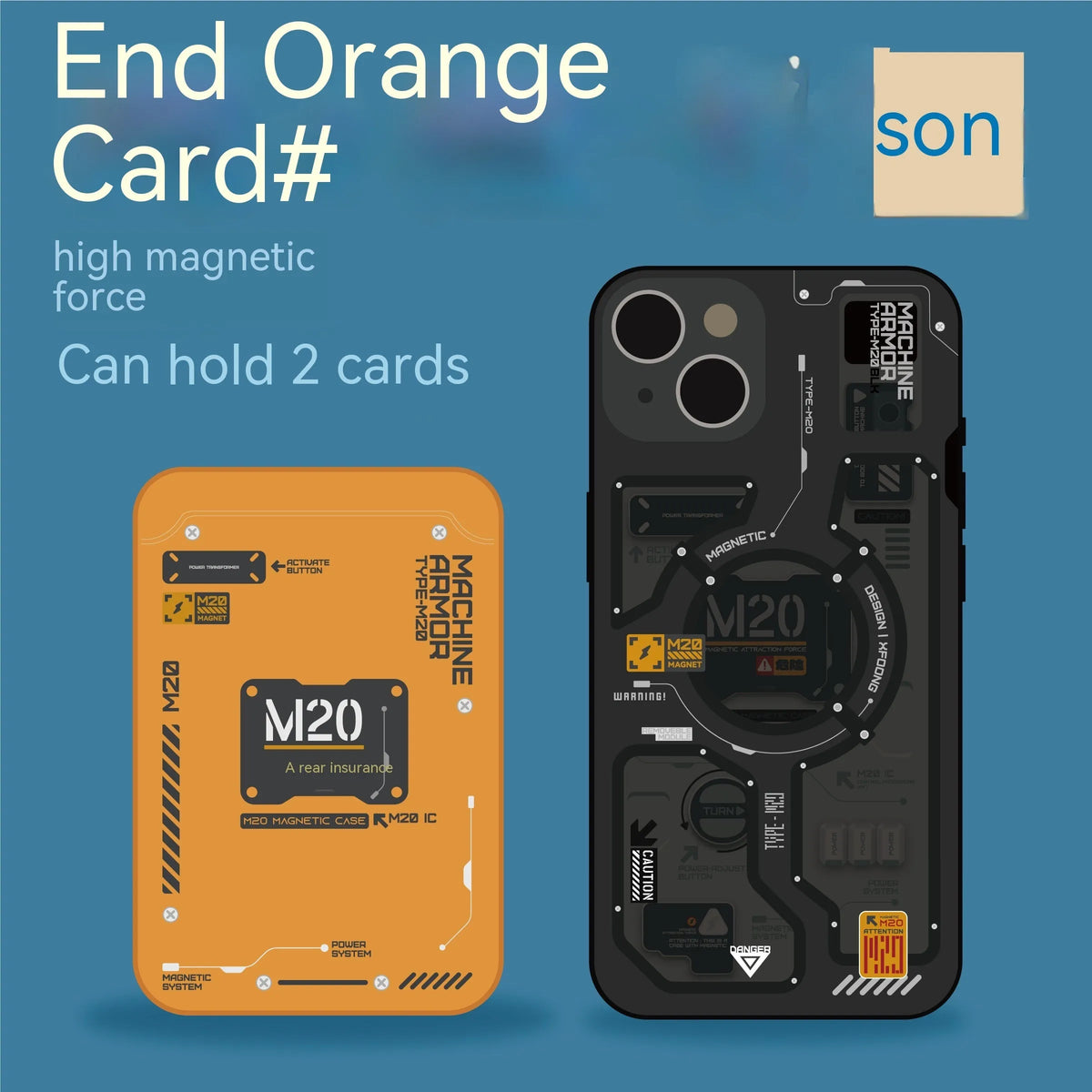 Matte black double-sided TPU phone case with mecha style for iPhone 15 Pro Max and other models.