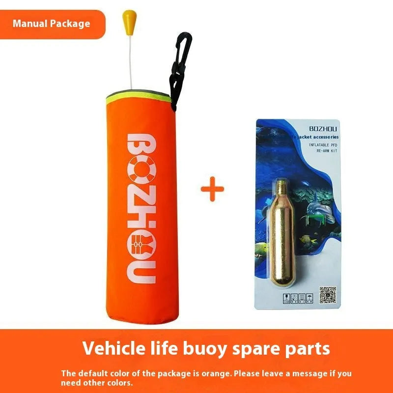 Automatic inflatable life jacket in blue, green or orange, 600D Oxford cloth, gas cylinder inflation, for fishing and car emergencies.
