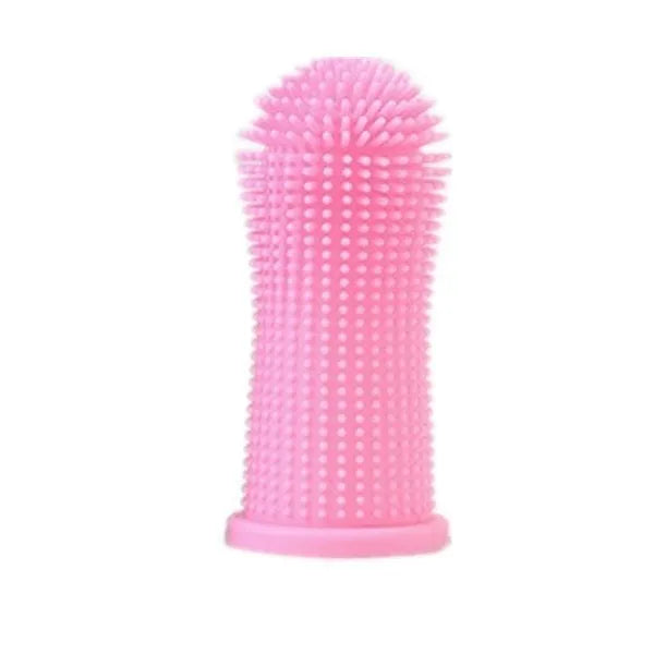 360-degree silicone finger toothbrush for dogs and cats with deep oral cleaning finger sleeve, available in multiple colours