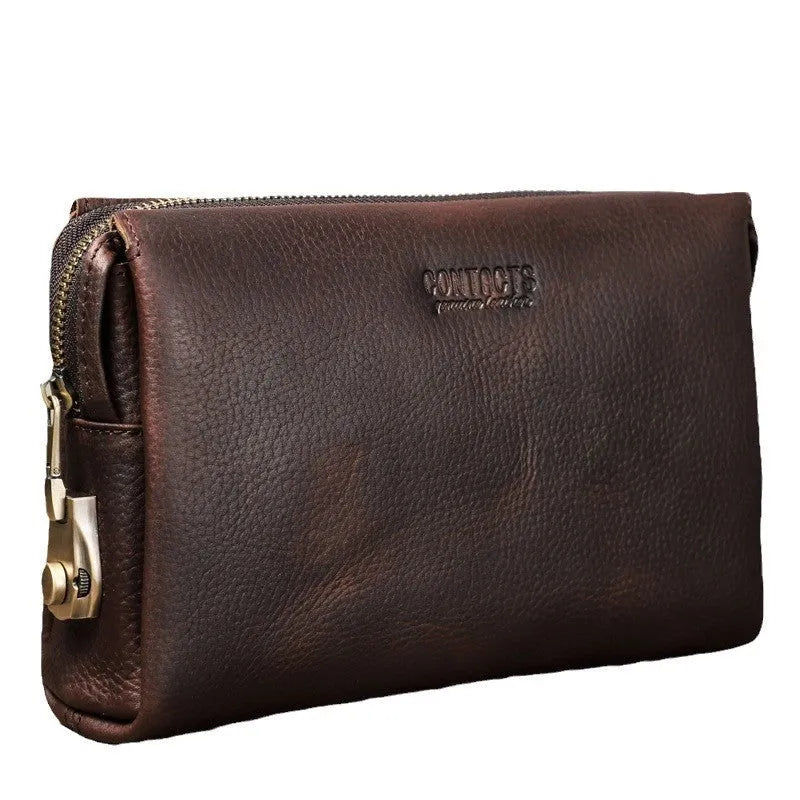 Black Angel first layer cowhide leather men's wallet in black or coffee with anti-theft function