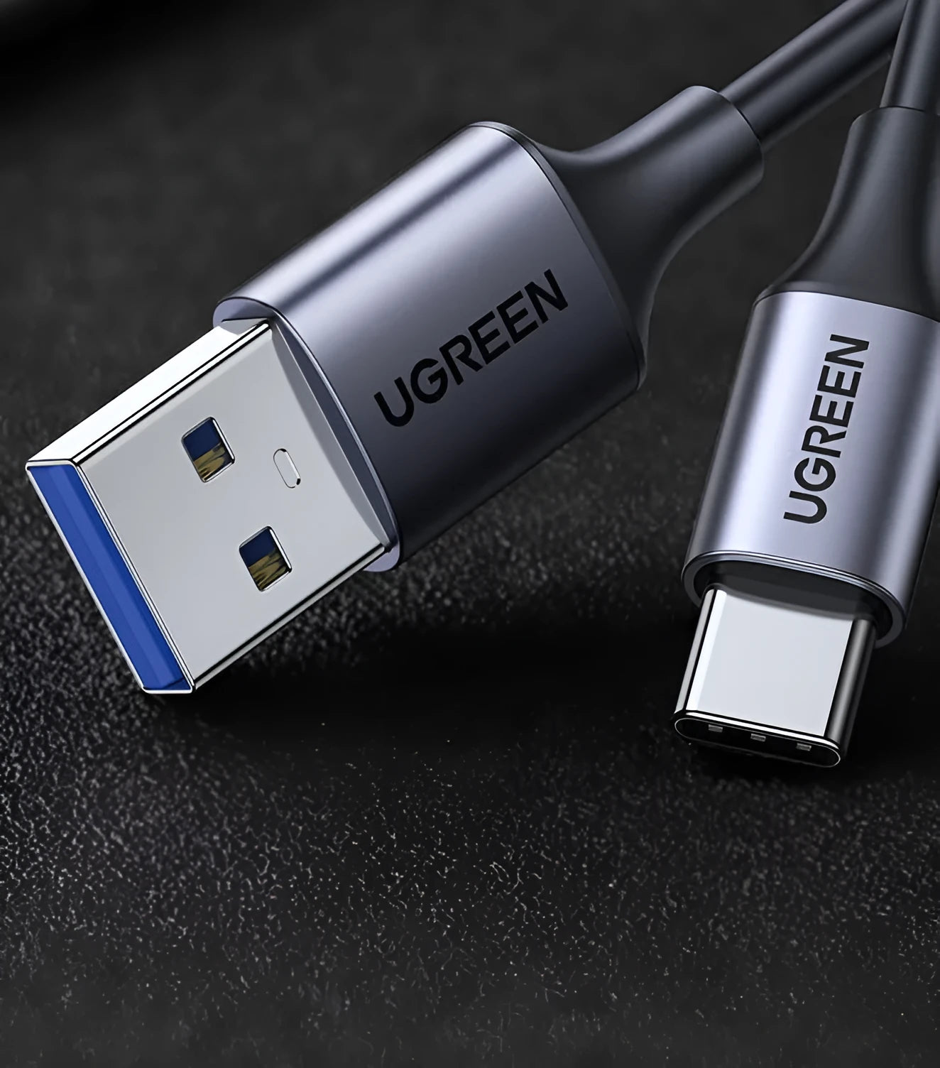 Black Lvlian 1 metre mobile phone charging and data cable with straight connectors.