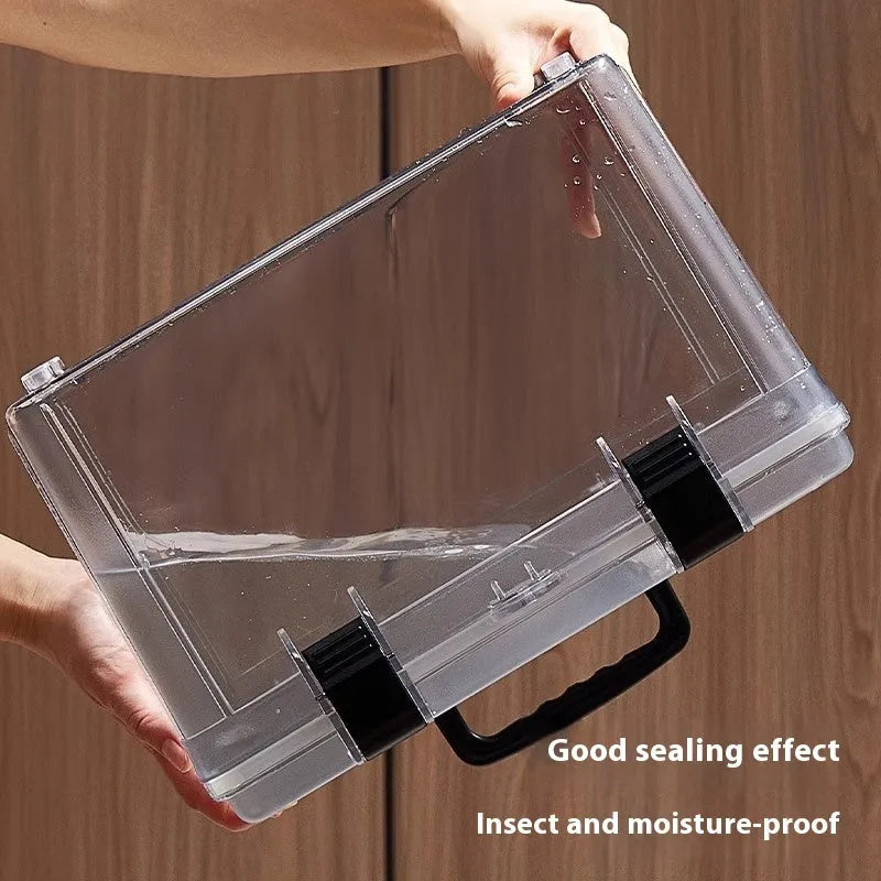 Transparent ABS plastic storage box with lock mechanism for medicine and fish maw storage