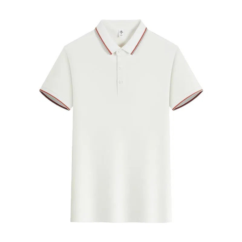 Summer ice silk lapel short sleeve polo shirt for men in straight cut casual style