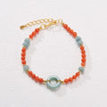 Natural South Red Agate women's bracelet with geometric beads and adjustable safety buckle closure