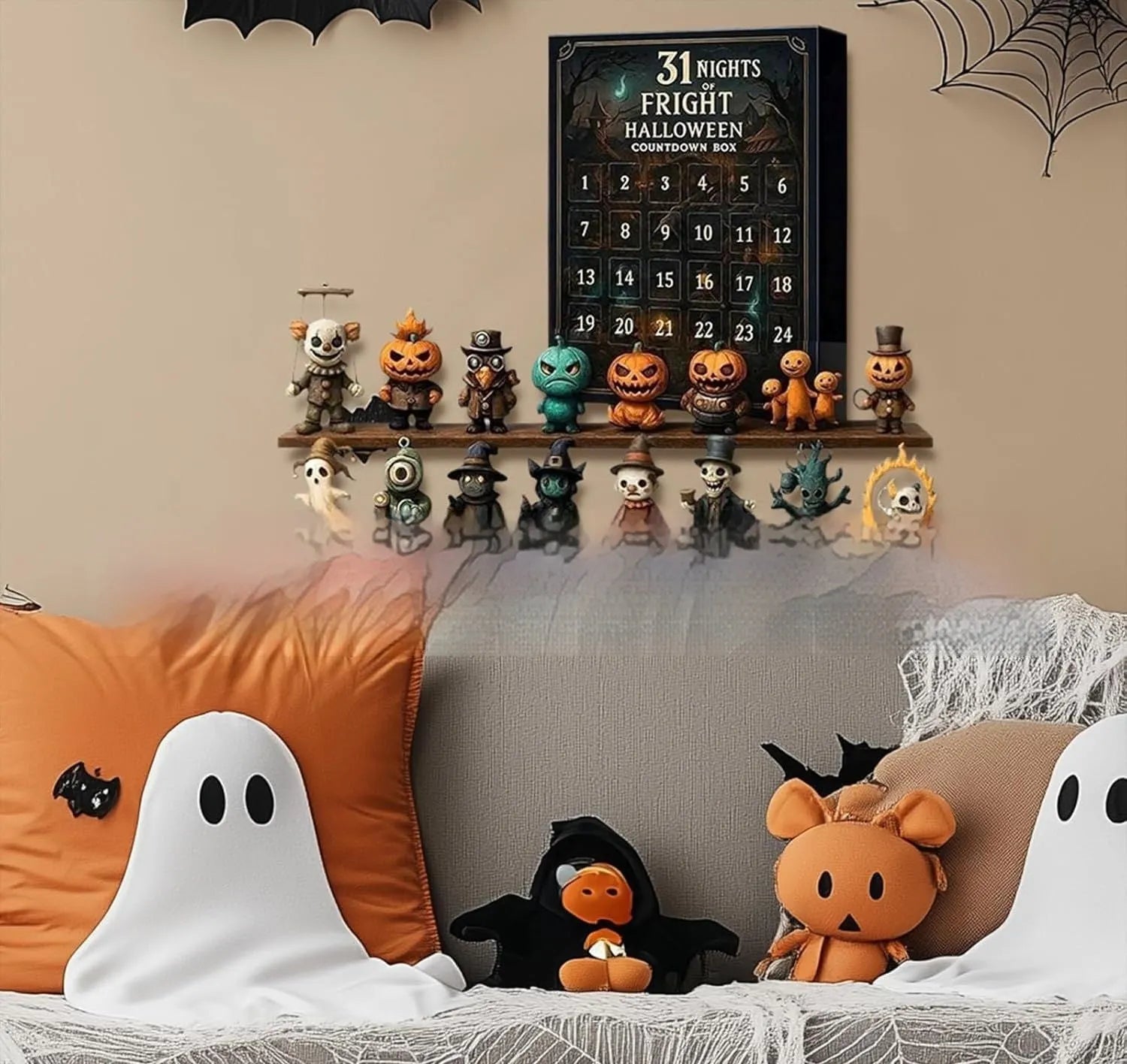 Halloween horror advent countdown box with resin doll blind boxes for Christmas decoration