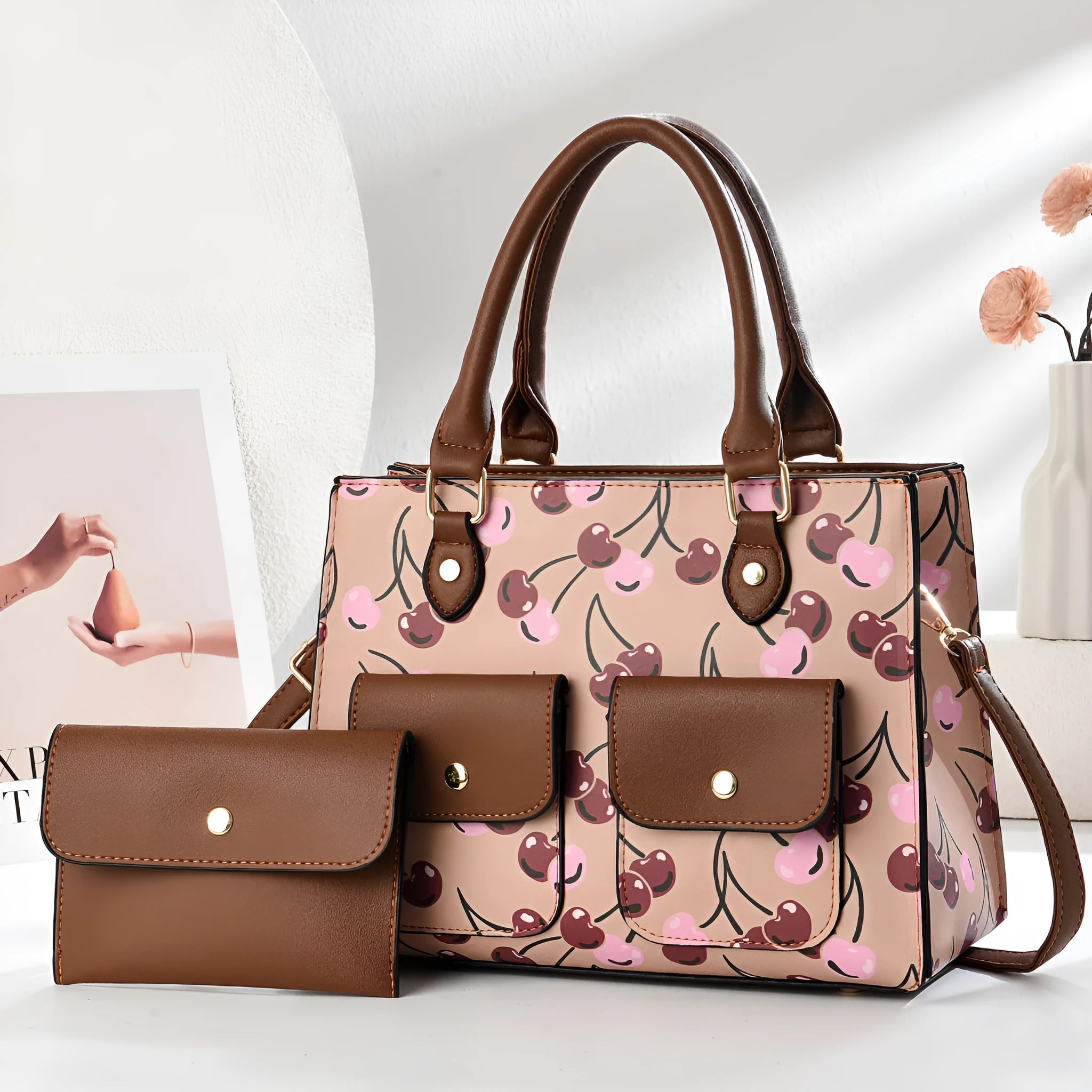 PU leather shoulder messenger bag in black with single shoulder strap and three-dimensional outer pocket