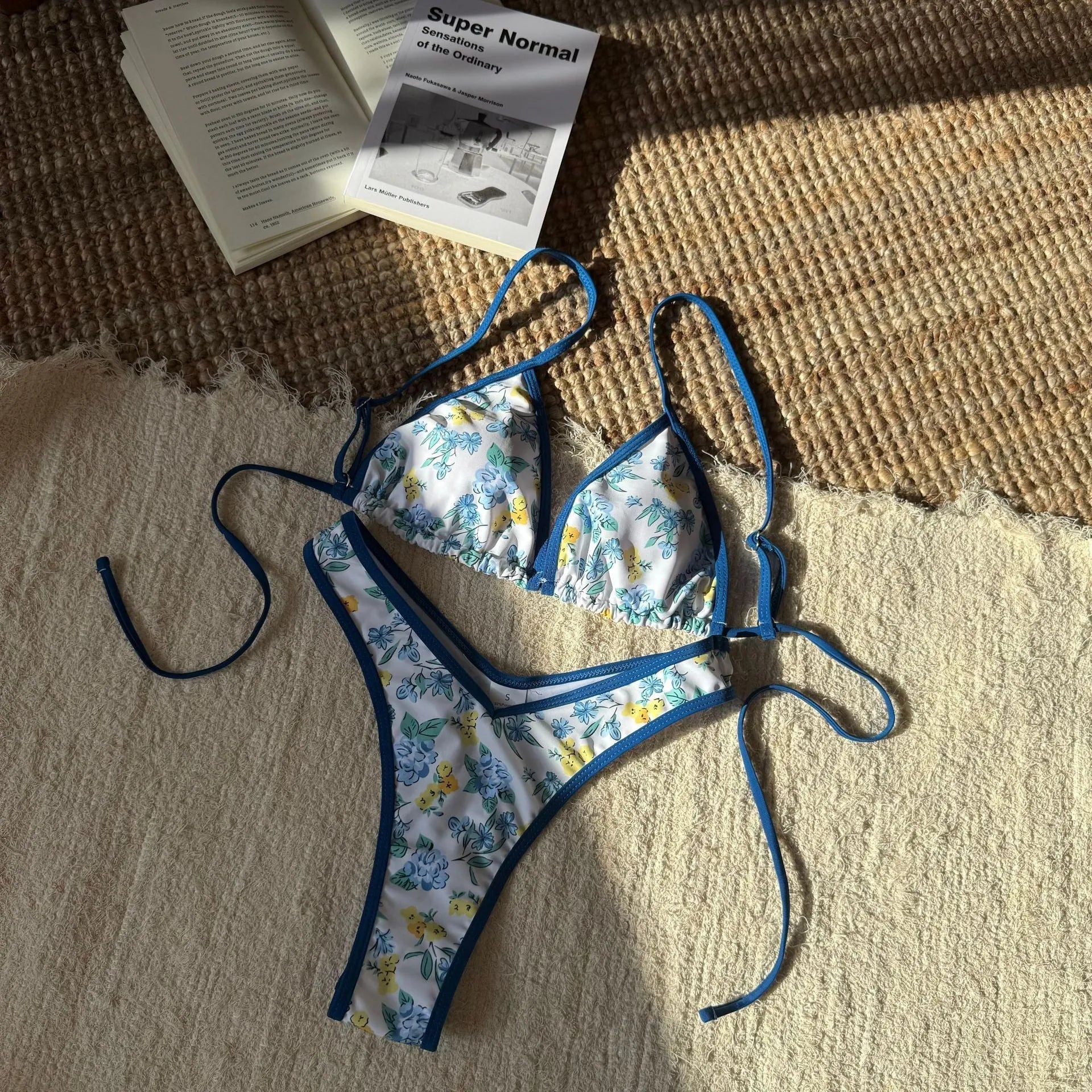 Women's split leopard print polyester bikini set with brief bottom and sleeveless top