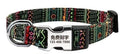 Canvas dog collar with striped bohemian pattern and adjustable semi-metal buckle for medium large dogs