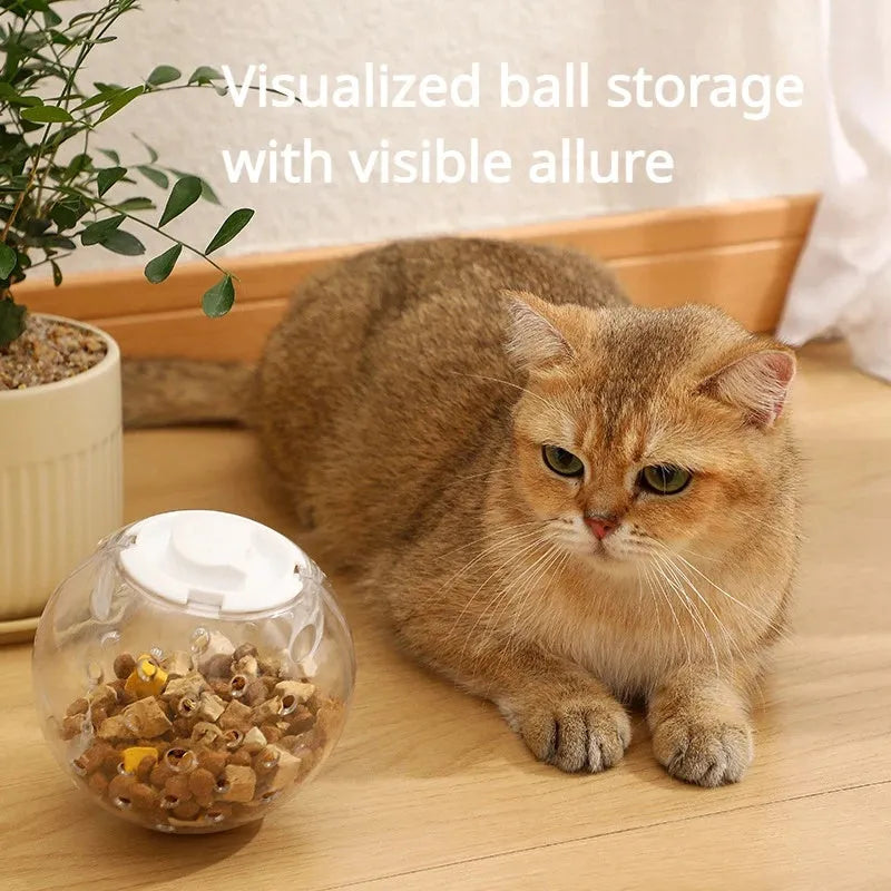 Blue slow feeding ball for dogs and cats with food leakage design, 11.5cm diameter
