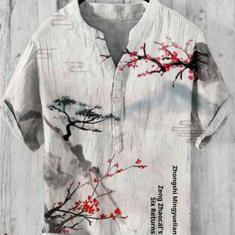3D digital animal pattern short sleeve casual shirt on a hanger, showing one of thirteen colour variants.