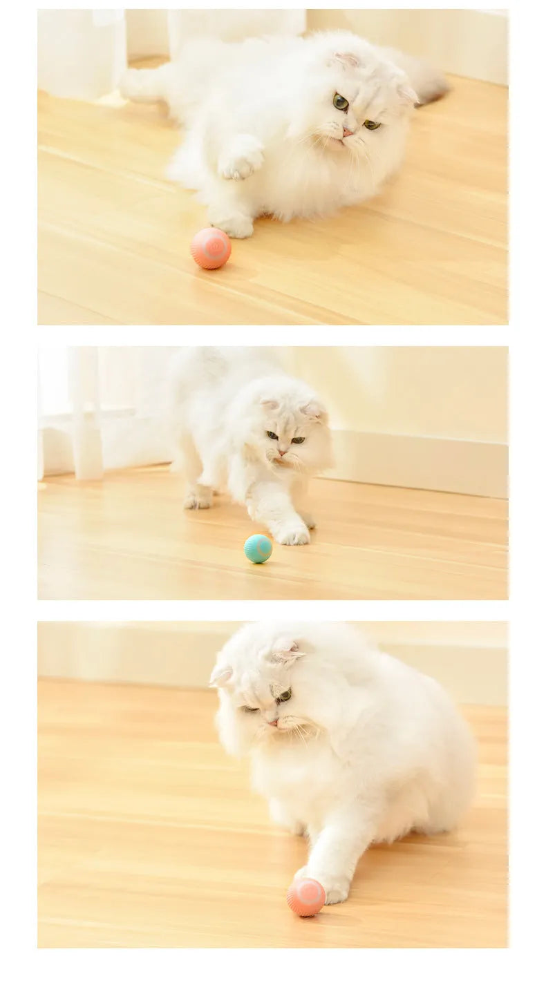 Green or pink 43mm smart obstacle avoidance rolling ball cat toy with automatic rotating motion