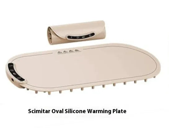 Household silicone dishes warming plate 300W in beige with EU plug on dining table