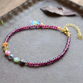 Geometric purple garnet women's anklet ethnic style jewellery ankle chain