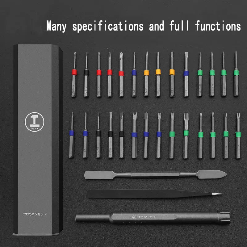 Square barrel screwdriver set with S2 alloy steel bits in 44 piece multi-functional combination for precision electronics repair