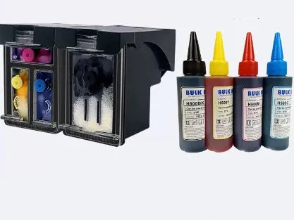 HP 304XL large capacity refillable ink cartridge for Deskjet and Envy printers with black and colour ink bottles