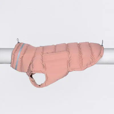 Thickened thermal dog vest in dark grey, made from recycled polyester, available in sizes S to XL.