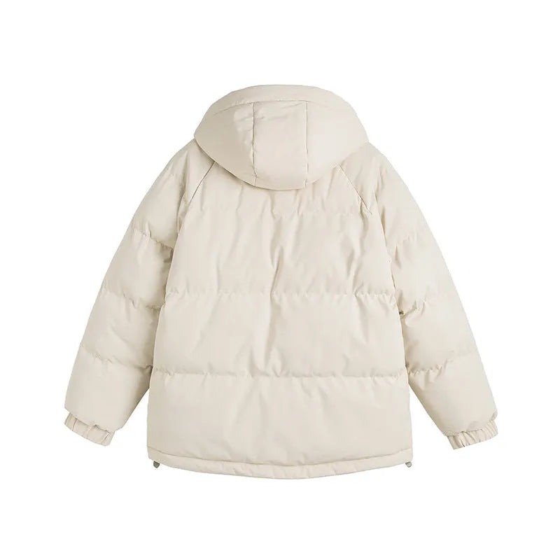 Loose two-piece winter cotton-padded coat in cardigan style with side seam pockets