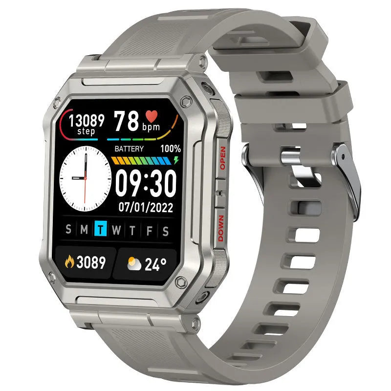 Smart Call Bracelet in black with TFT screen showing heart rate, zinc alloy body, on a wrist