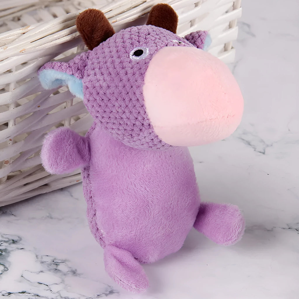 Corn velvet pet plush squeaky toy in screaming cow or screaming duck design for dog play