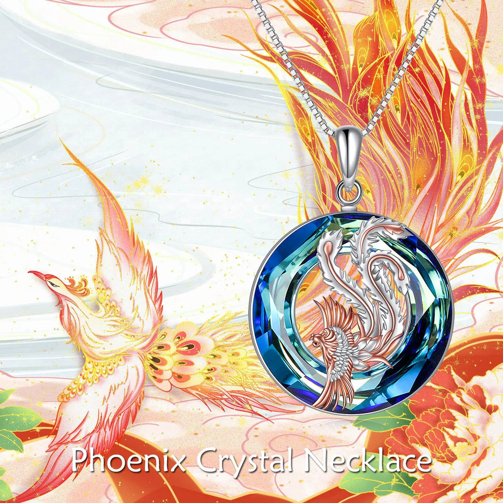 Nirvana Phoenix necklace in sterling silver with crystal pendant and box chain