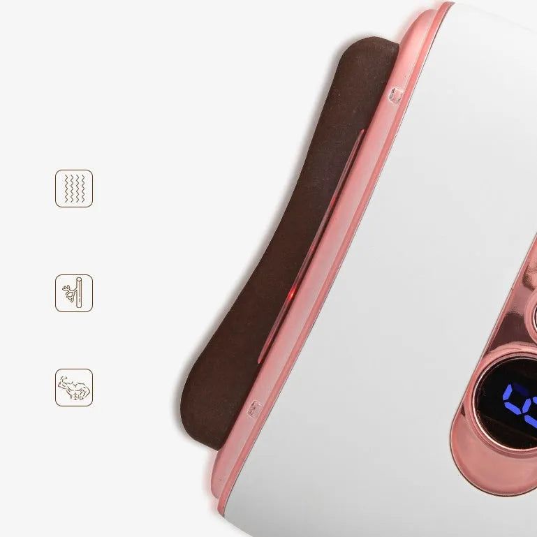 Smart meridian face massager with stone scraping plate, constant temperature heat, rechargeable ABS body, ivory white pink dark green