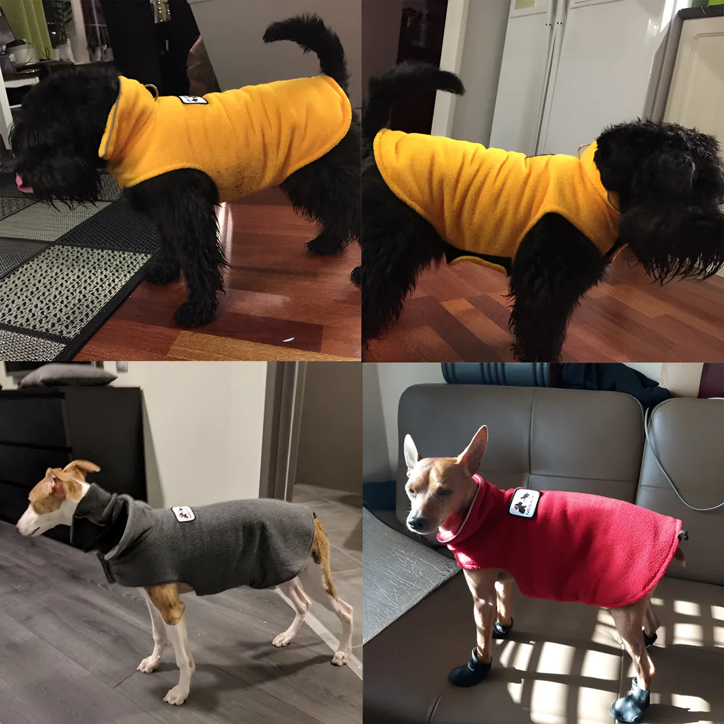 Thickened polar fleece double-sided dog vest in heather gray, autumn winter wear for pets