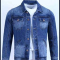 Men's denim workwear jacket in black gray, Korean slim fit, loose version, straight hem, conventional sleeves