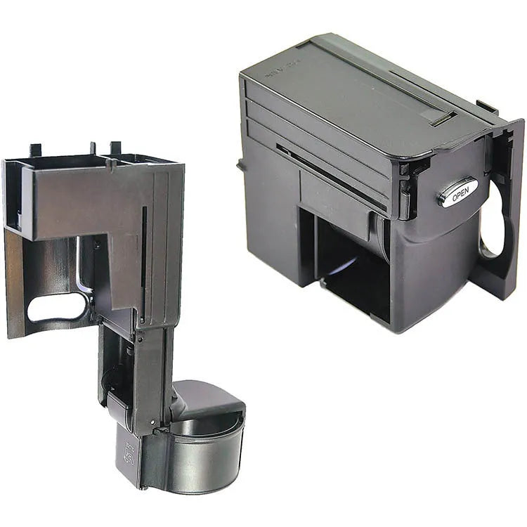 Black plastic Mercedes-Benz water cup holder bracket with part number 2116800014
