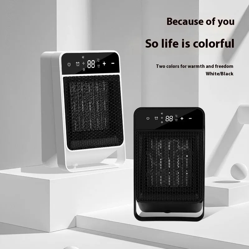Desktop electric heater with touch screen display, 19x10x28 cm, black, without remote control