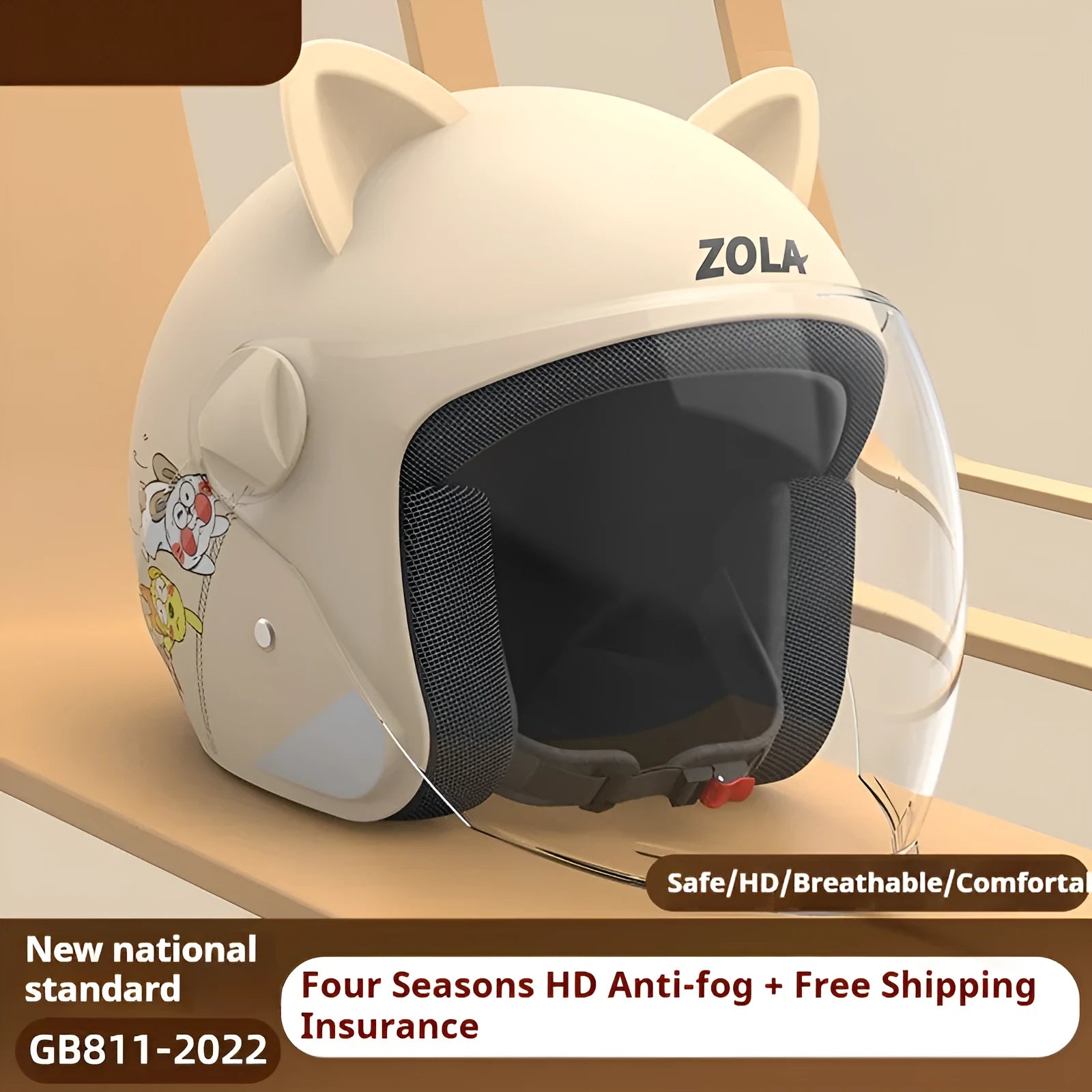 Matte finish winter cycling helmet with clear anti-fog visor and attached neck scarf, shown in blue colour.
