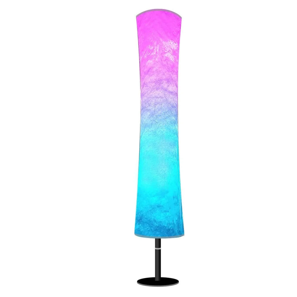 RGB fabric circular atmosphere floor lamp with remote control, 1.66m tall, iron and cloth construction, 90 LED beads