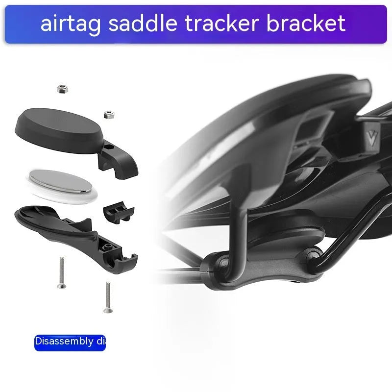 Black ABS plastic bicycle GPS tracker mounting bracket kit for seat bow installation with anti-theft hardware