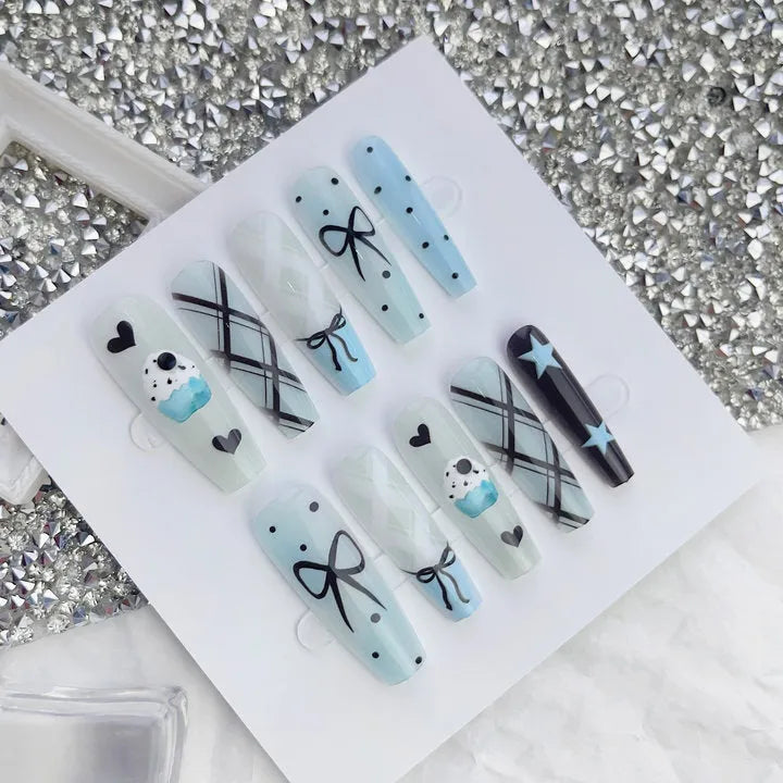 40-piece ice cream nail sticker set with glossy sealing layer in four colours