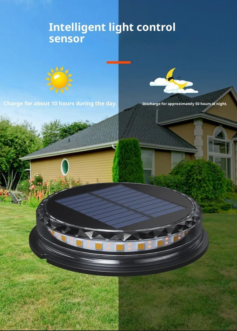 Solar buried light 121mm ABS AS ground lamp with 13lm warm white or colourful LED and automatic night operation