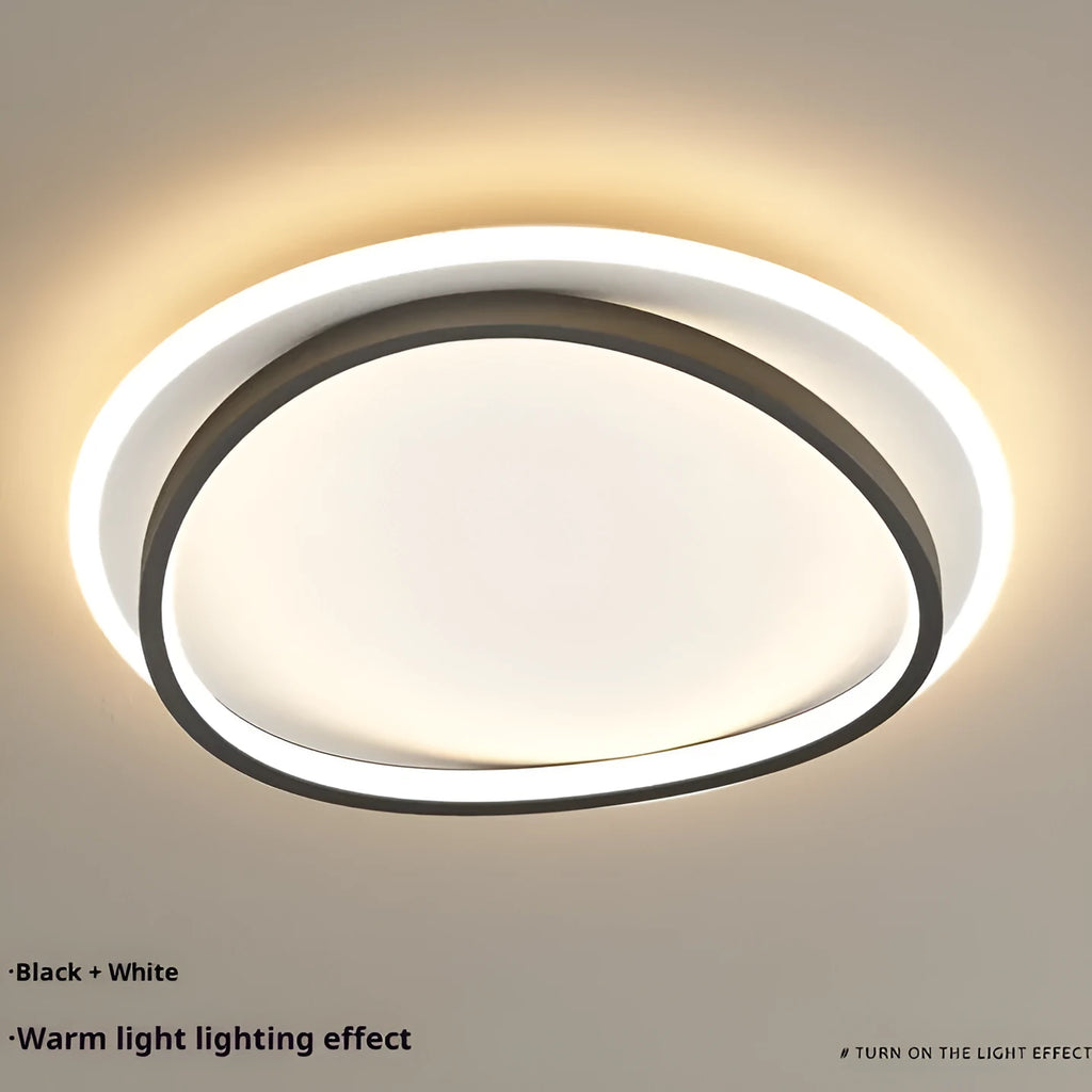 Round ultra-thin bedroom ceiling lamp 50cm in black finish with full spectrum LED