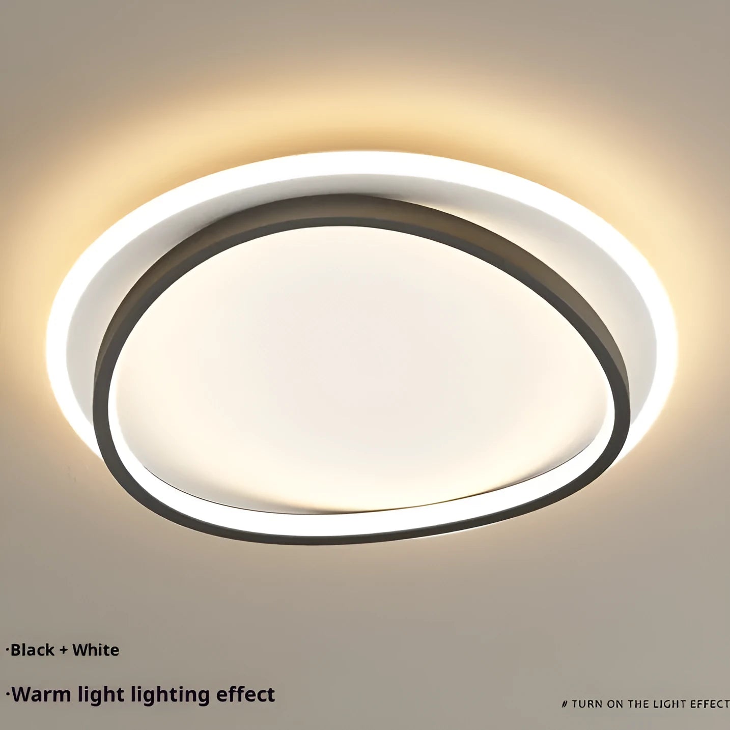 Round ultra-thin bedroom ceiling lamp 50cm in black finish with full spectrum LED
