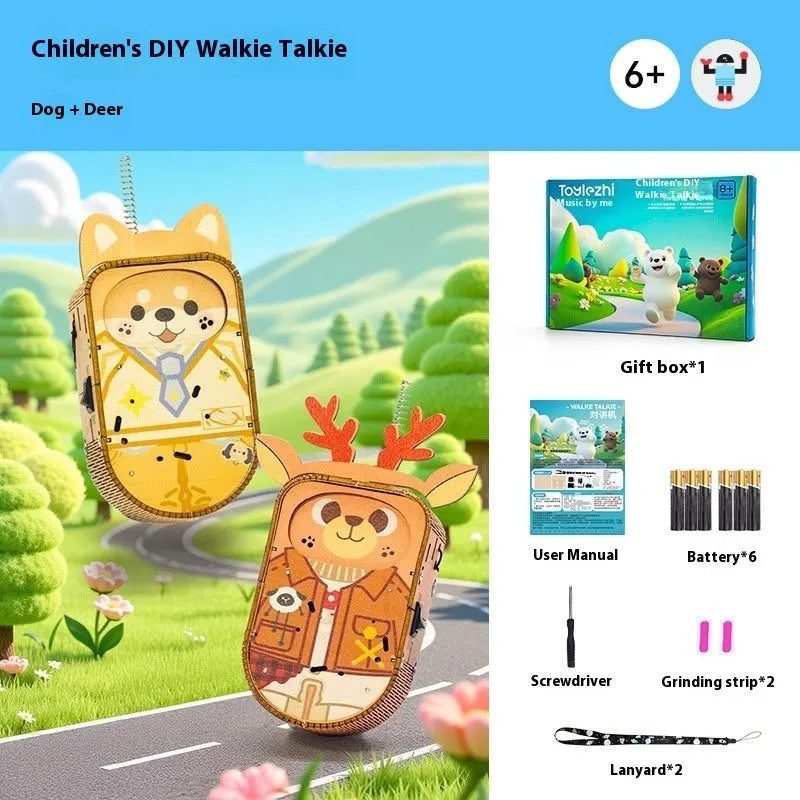 Handmade wooden scientific gift box with bear deer model toy for teenagers educational play