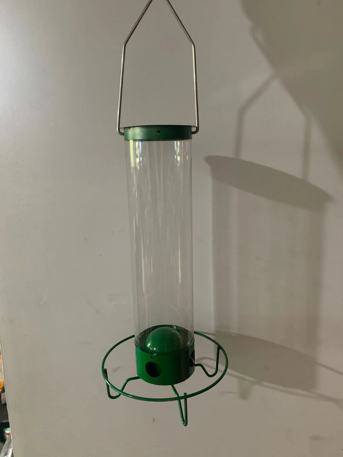 White iron hanging bird cage 15x32cm metal hummingbird feeder with square geometric design