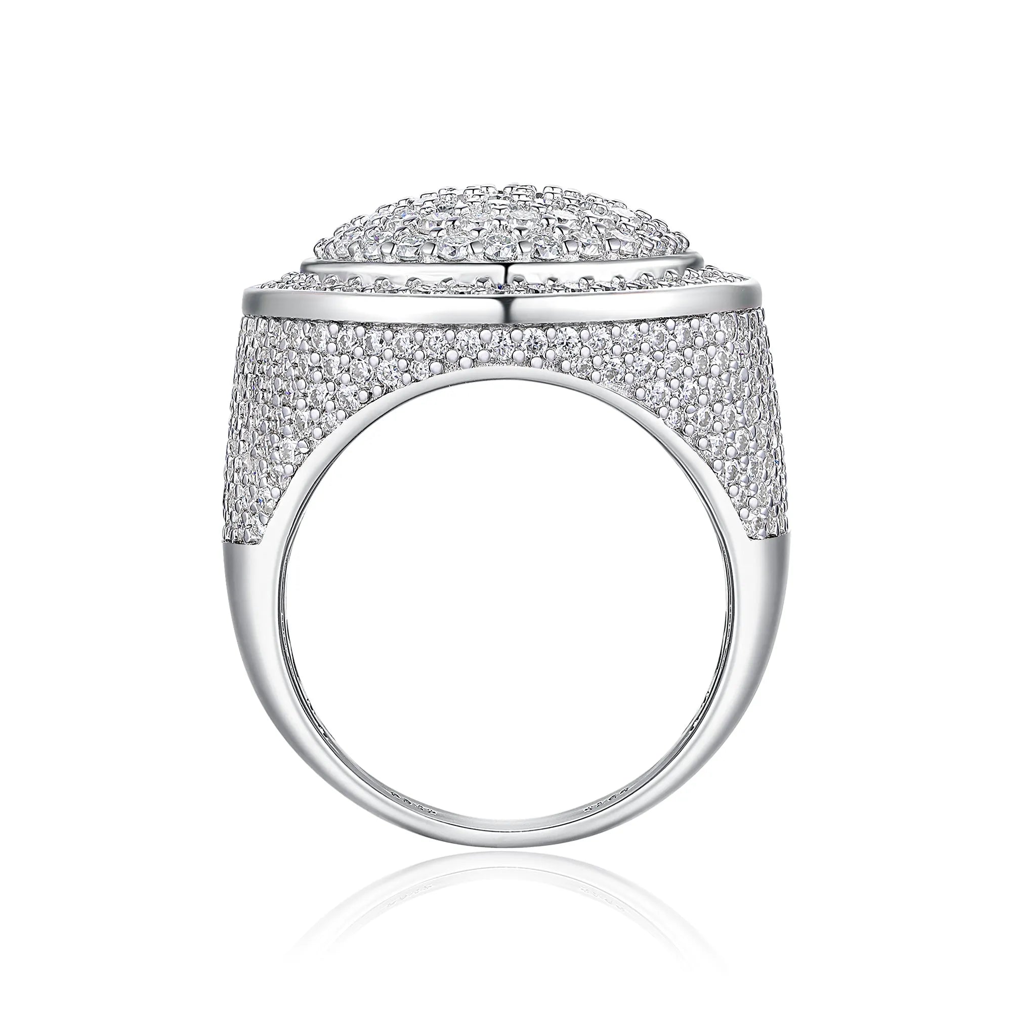 Men's moissanite ring set in S925 silver with platinum plating, hip-hop style, testable with diamond pen, gift box packaging